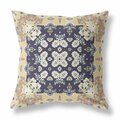 Homeroots 20 in. Rose Box Indoor & Outdoor Zippered Throw Pillow Yellow Navy & Blue 411132